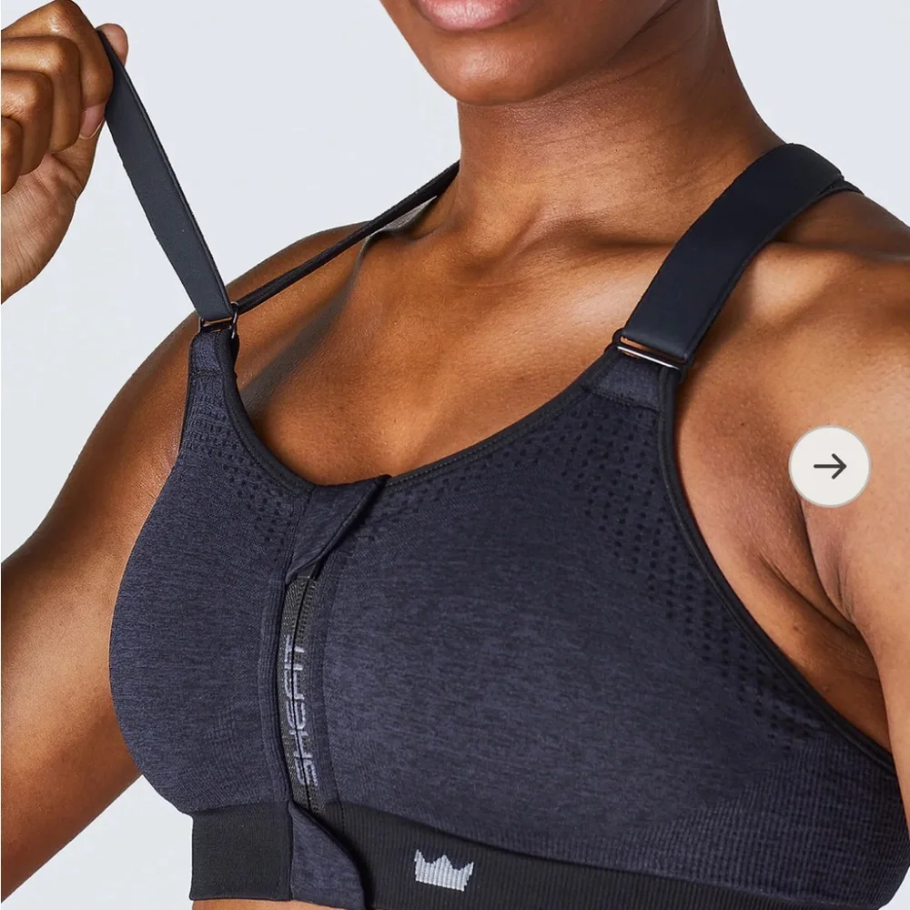 SheFit Navy Sports Bra with Front Zipper - Picture 2 of 2